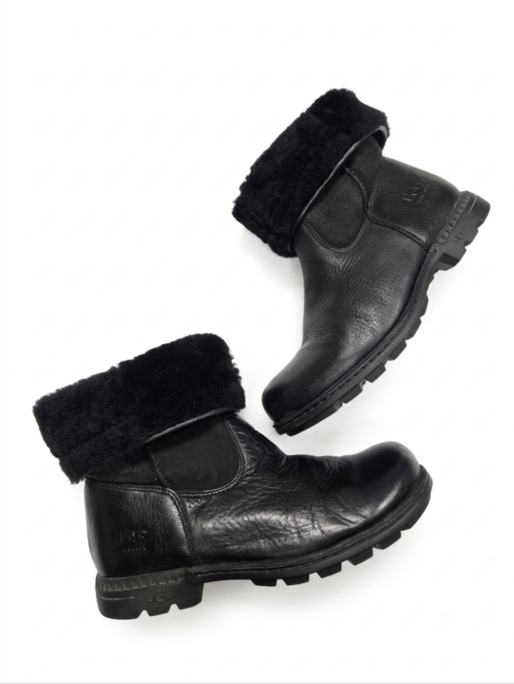 UGG Beacon Brooks Leather Sheepskin Boots Youth Size 4